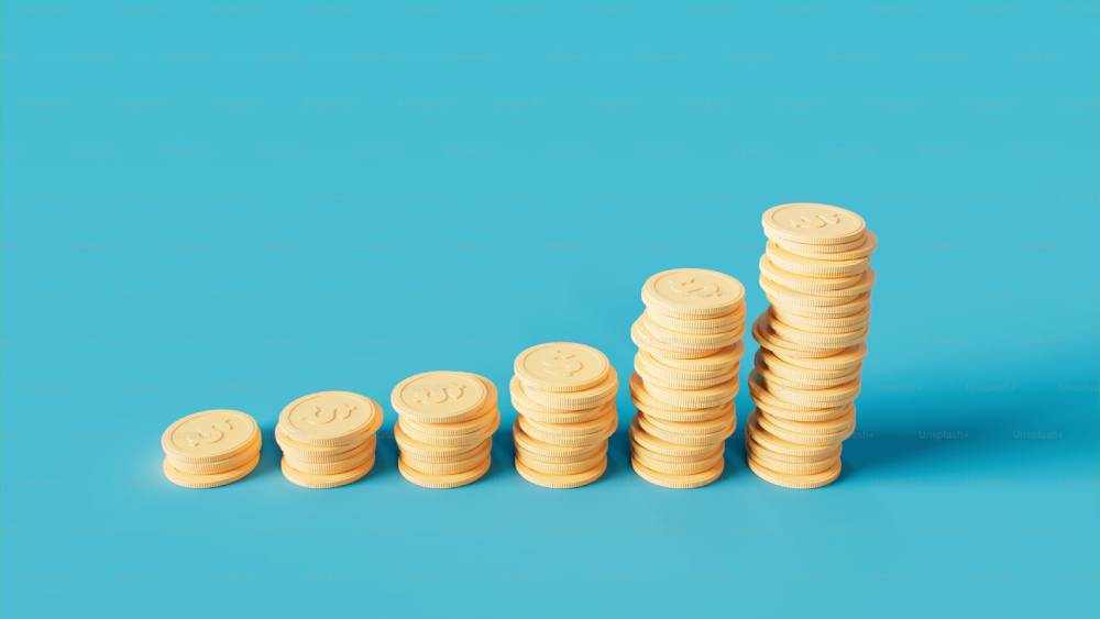 A growing yellow coin stack.