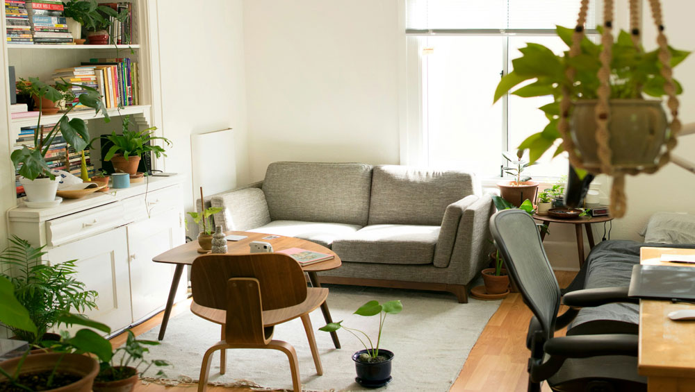 Cozy seating area in studio space