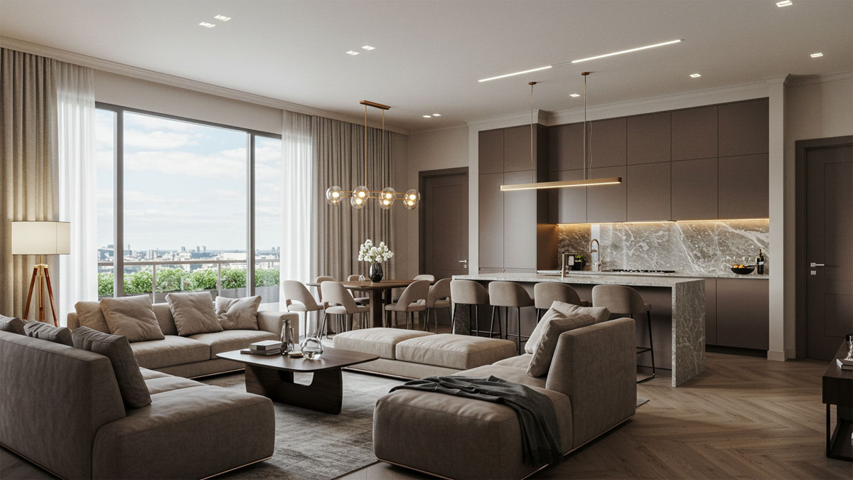 Luxury condo with open-concept layout