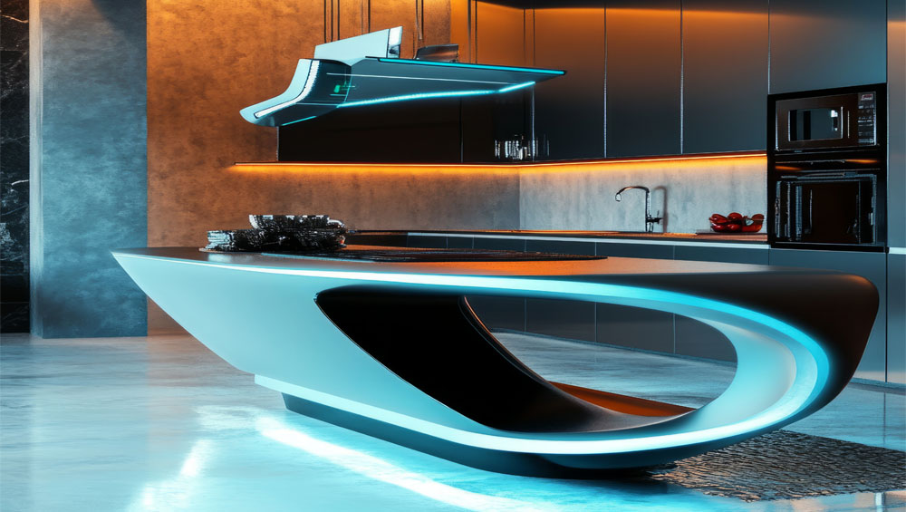 Stylish LED lighting in condo kitchen