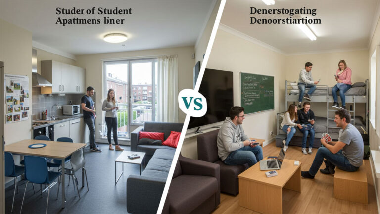 Dormitory hallway with student rooms